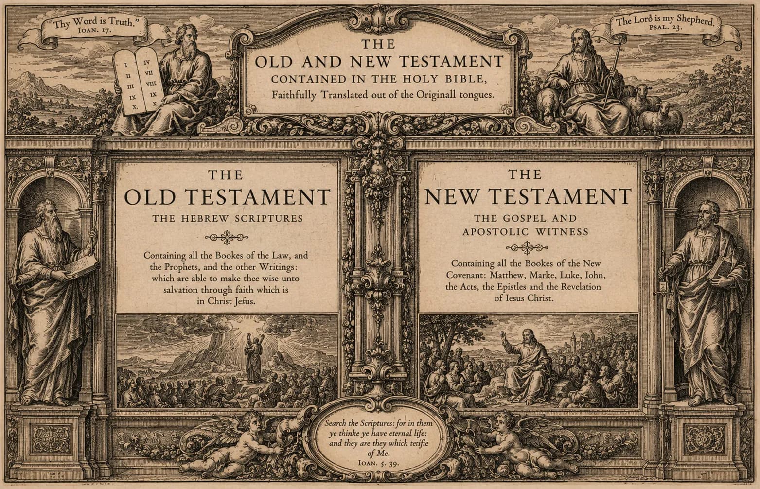 Artwork for the traditional books of the Bible index.