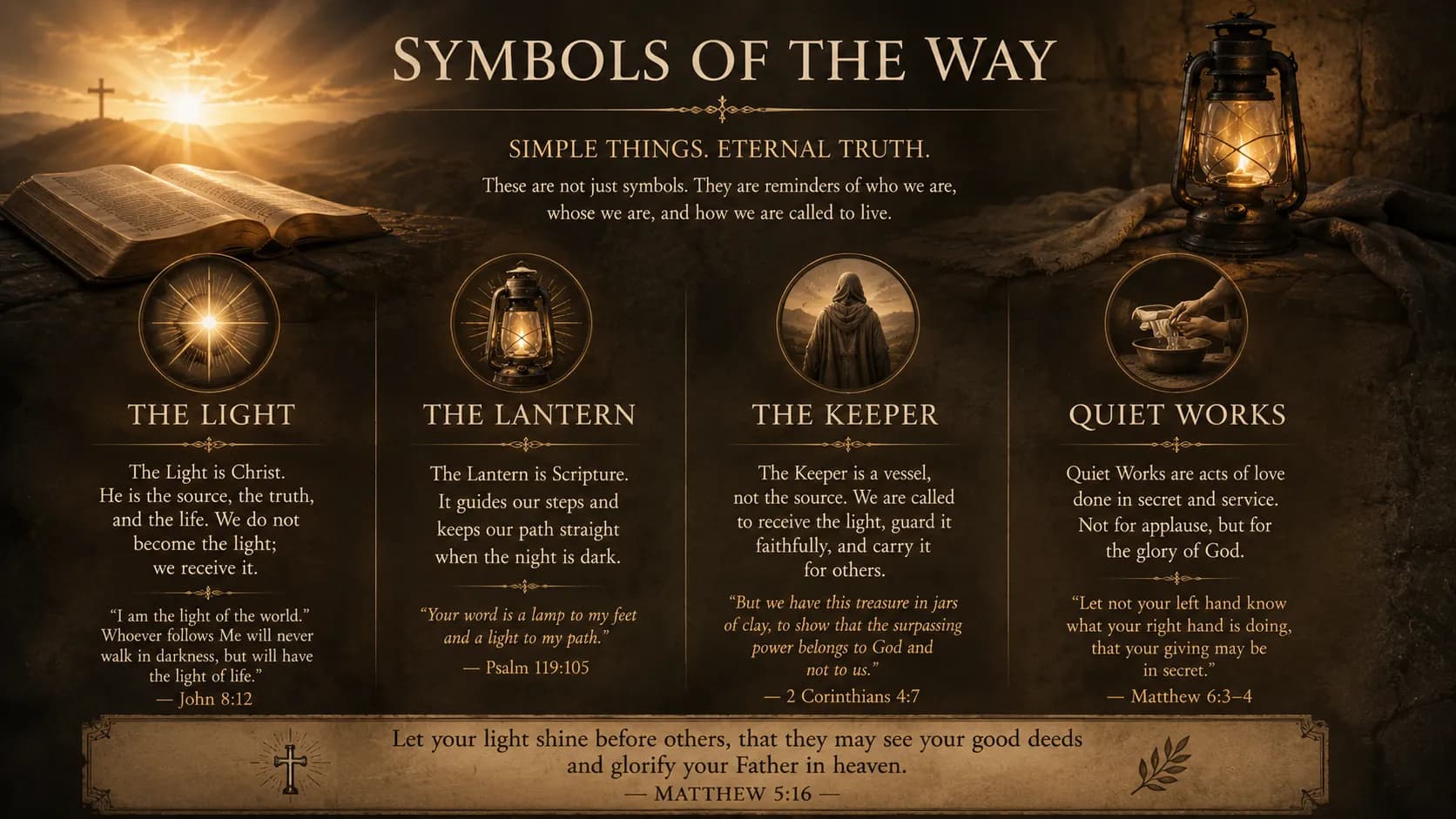Symbols of the Way: The Light, The Lantern, The Keeper, and Quiet Works